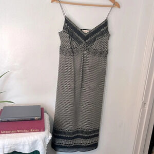 Tory Burch New Label‎ Spaghetti Strap Beaded Black Gray Shift Dress Sz XS Petite